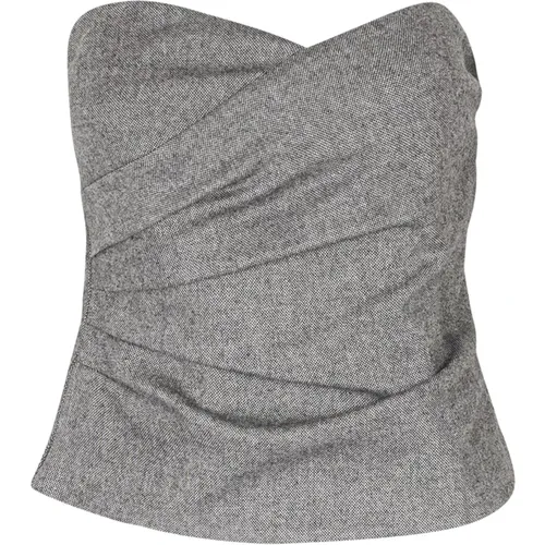 Wool blend bustier top with draping , female, Sizes: M, S - Ottod'Ame - Modalova