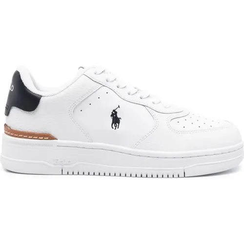 Weiße Leder Casual Sneakers , Damen, Größe: 34 EU - Polo Ralph Lauren - Modalova