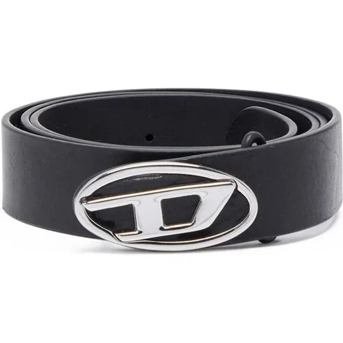 Belts, male, , Size: 95 CM Reversible leather belt with Oval D logo - Diesel - Modalova