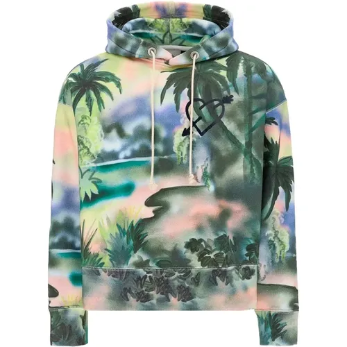 Hoodies, male, , Size: L Printed Cotton Hooded Sweatshirt - Palm Angels - Modalova