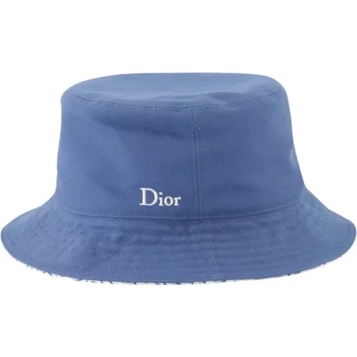 Wendbare Blaue Oblique Fransige Baumwollmütze - Dior - Modalova