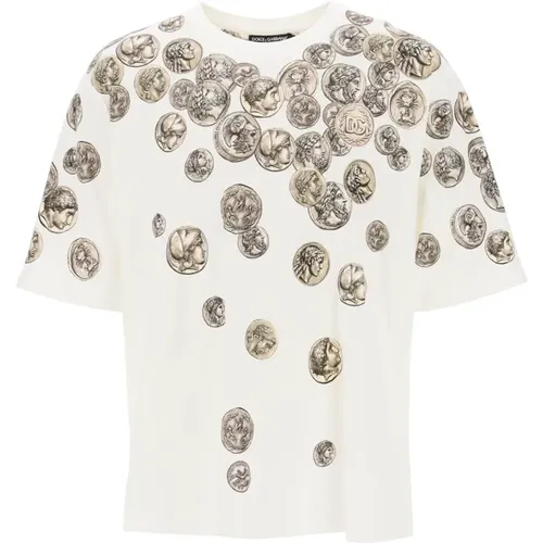 Coins Print Oversized T-Shirt - Dolce & Gabbana - Modalova