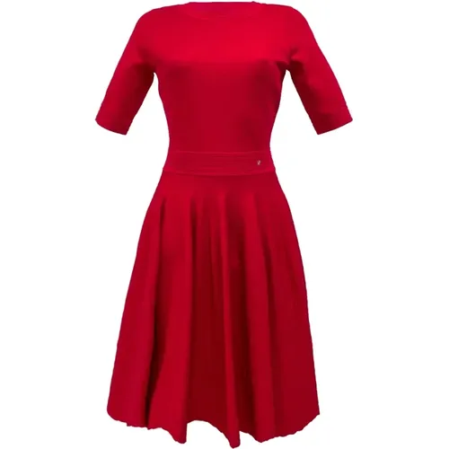 Rotes Jacquardkleid mit Figurbetonter Oberseite , Damen, Größe: XS - Carolina Herrera - Modalova