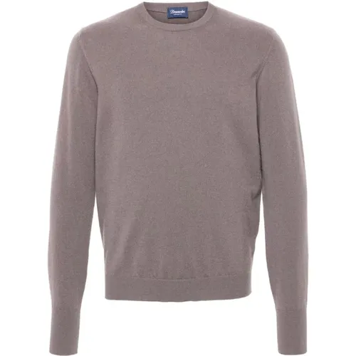 Taupe Brauner Kaschmir Rundhalsausschnitt Pullover - Drumohr - Modalova