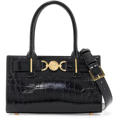 Medusa '95 Crocodile Print Handbag , female, Sizes: ONE SIZE - Versace - Modalova