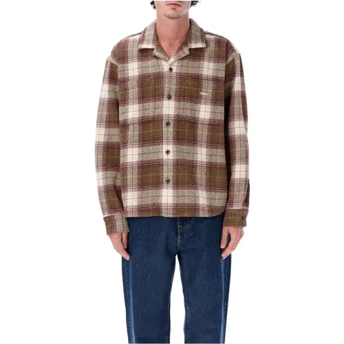 Light Jackets, male, , Size: L Plaid Check Shirt - Obey - Modalova