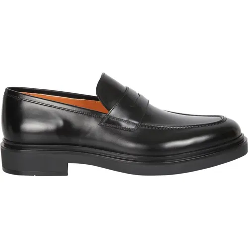 Loafers, male, , Size: 7 1/2 US Leather Penny Loafers - Santoni - Modalova