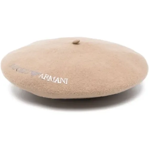 Hats, female, , Size: S Embroidered Logo Dove Grey Hat - Emporio Armani - Modalova