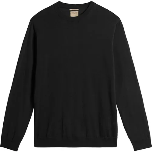 Klassischer Schwarzer Wollpullover , Herren, Größe: L - Woolrich - Modalova