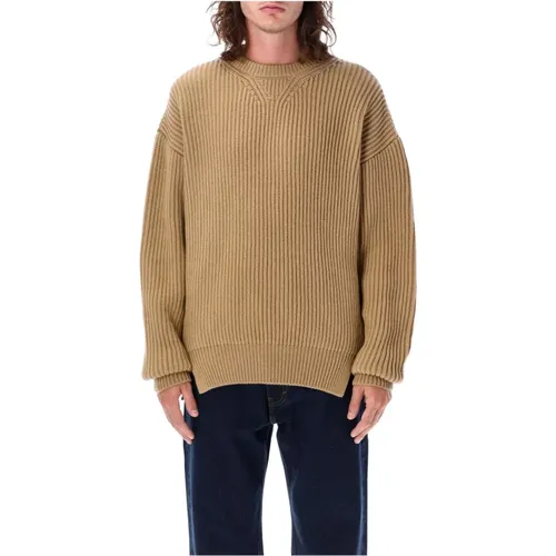 Camel Cable Knit Crewneck Sweater Aw23 , male, Sizes: M - Jil Sander - Modalova