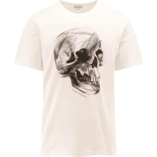 T-Shirt mit ikonischem Druck aus Baumwolle , Herren, Größe: XL - alexander mcqueen - Modalova