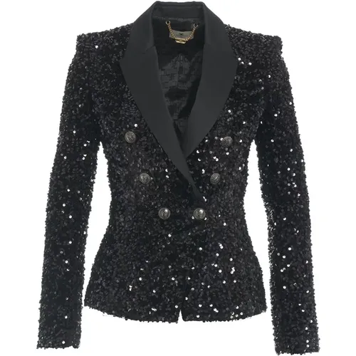 Chenille Sequin Blazer Aw24 , female, Sizes: M, L - Elisabetta Franchi - Modalova