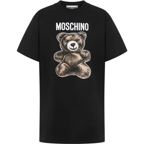 T-Shirts, female, , Size: XS Teddy Bear Logo T-shirt - Moschino - Modalova