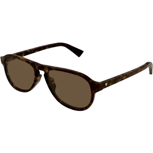 Stylish Sunglasses in Havana/ , male, Sizes: 55 MM - Bottega Veneta - Modalova