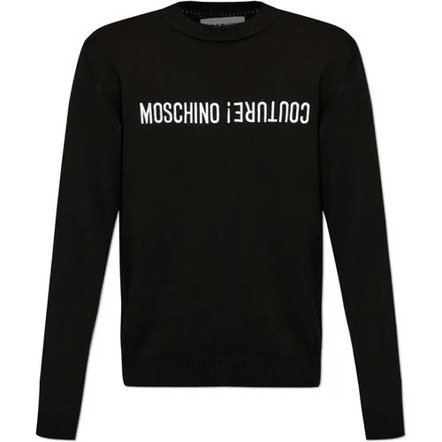 Round-neck Knitwear, male, , Size: L Sweater with logo - Moschino - Modalova