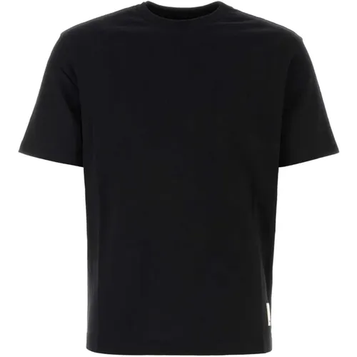 T-Shirts,Schwarzes Jersey T-Shirt mit Geripptem Rundhalsausschnitt - Emporio Armani - Modalova