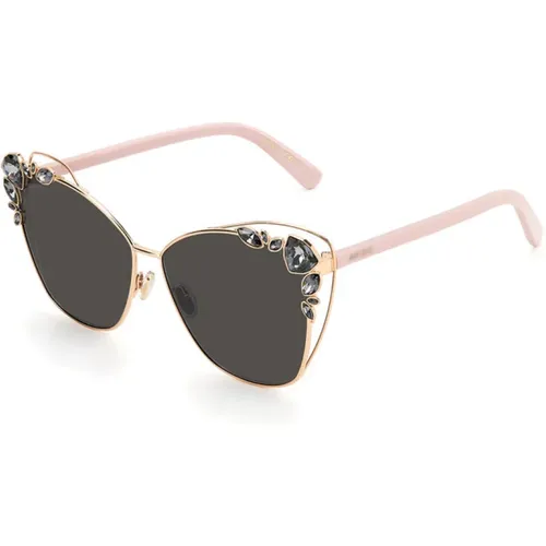 Stilvolle Sonnenbrille graue Linse gelber Rahmen - Jimmy Choo - Modalova