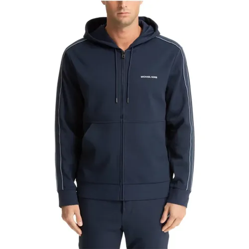 Zip-throughs, male, , Size: M Plain Hoodie with Drawstring and Zip - Michael Kors - Modalova