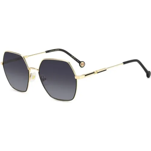 Gold & Schwarze Sonnenbrille mit Dunklen Gläsern,Gold Schwarze Sonnenbrille mit Dunkelgrauen Gläsern - Carolina Herrera - Modalova