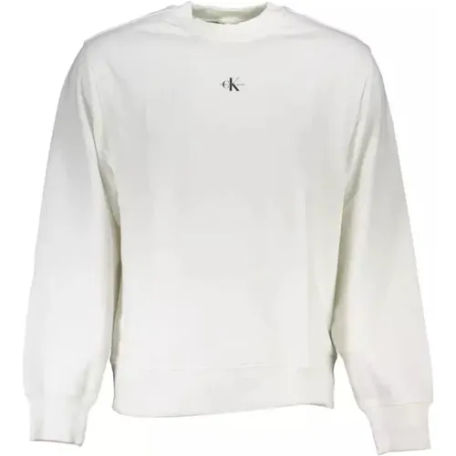 Weiße Baumwoll-Sweatshirt mit Logo-Print , Herren, Größe: 2XL - Calvin Klein - Modalova