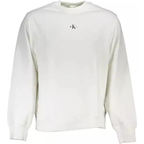 Weiße Baumwoll-Sweatshirt mit Logo-Print , Herren, Größe: S - Calvin Klein - Modalova