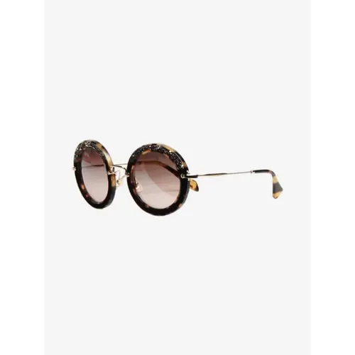 Pre-owned Accessories, female, , Size: ONE SIZE Pre-owned Suede sunglasses - Miu Miu Pre-owned - Modalova