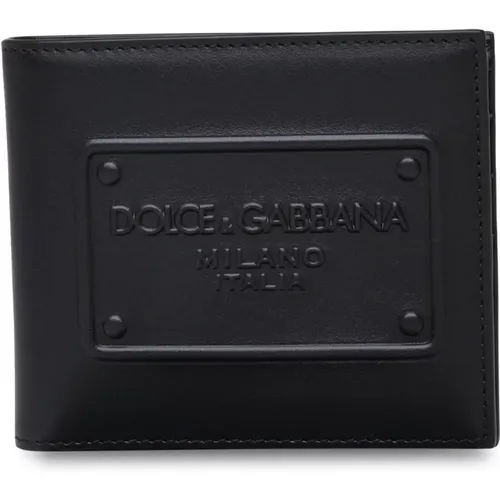 Schwarzes Lederportemonnaie , Herren, Größe: ONE Size - Dolce & Gabbana - Modalova