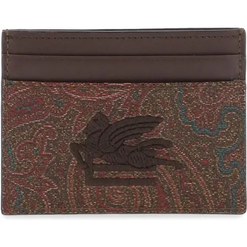 Wallets & Cardholders, female, , Size: ONE SIZE Jacquard Paisley Card Holder - ETRO - Modalova