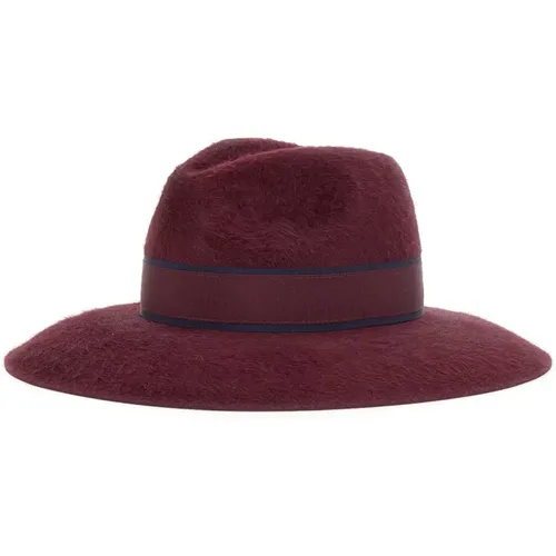 Burgundy Wide Brim Felt Hat , female, Sizes: 57 CM, 56 CM, 55 CM - Borsalino - Modalova