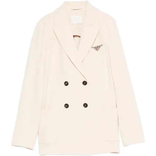Blazers, female, , Size: L Double-Breast Jacket Patch Pockets - Circolo 1901 - Modalova