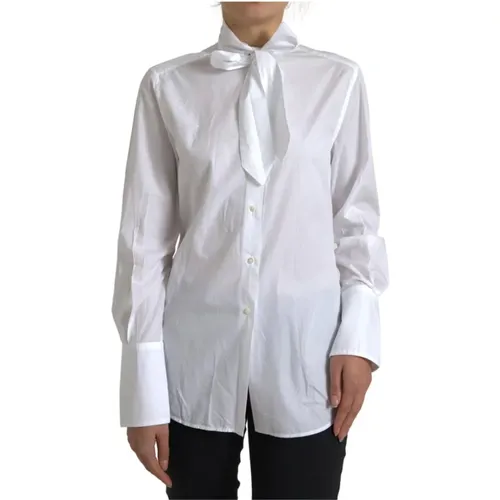 Weiße Baumwollhemd mit Kragen , Damen, Größe: S - Dolce & Gabbana - Modalova
