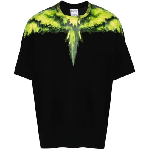 T-Shirts, male, , Size: S Wings Print Cotton T-shirts and Polos - Marcelo Burlon - Modalova