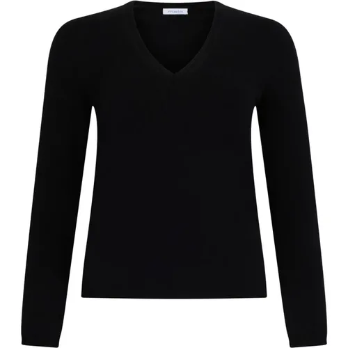 V-neck Knitwear, female, , Size: M Long-sleeve V-neck Sweater - Malo - Modalova