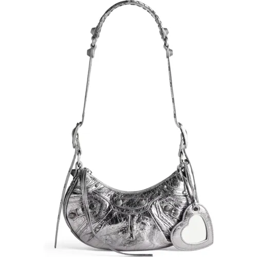 Metallic Finish Silver-tone Calfskin Bag , female, Sizes: ONE SIZE - Balenciaga - Modalova