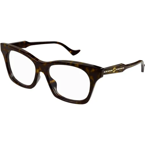 Dunkel Havana Brillengestelle , unisex, Größe: 55 MM - Gucci - Modalova