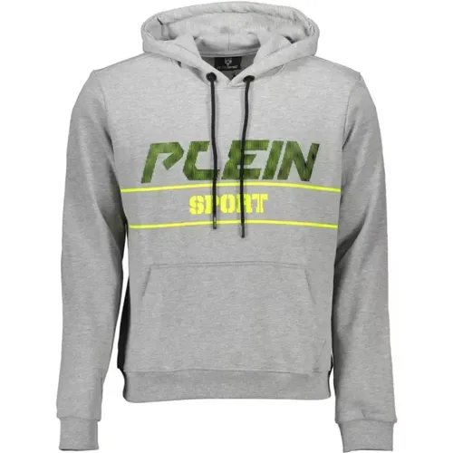 Grauer Kapuzenpullover mit Logodruck - Plein Sport - Modalova