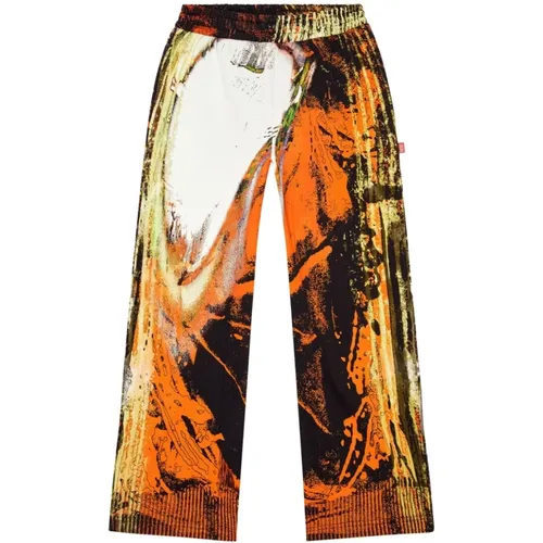 Straight Trousers, male, , Size: M Pop Print Track Pants - Diesel - Modalova