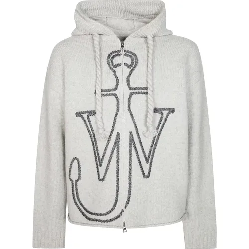 Zip-throughs, male, , Size: L Stylish Zippered Hoodie for You - JW Anderson - Modalova