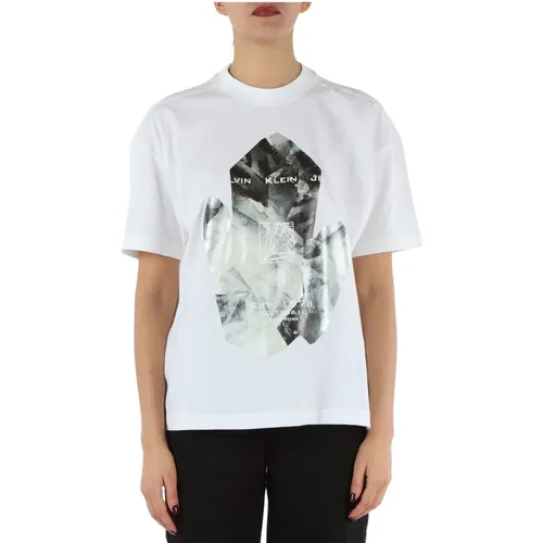 Cotton T-shirt with Front Print , female, Sizes: XS - Calvin Klein Jeans - Modalova