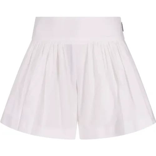 Weiße Flared Baumwoll-Popeline-Shorts , Damen, Größe: XS - Msgm - Modalova