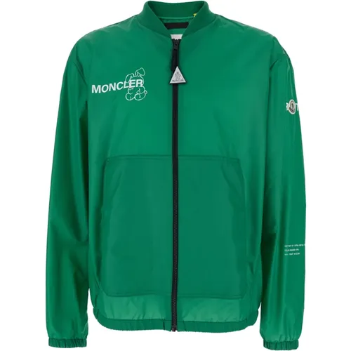 Light Jackets, male, , Size: L Bomber Jacket with Maxi Print - Moncler - Modalova