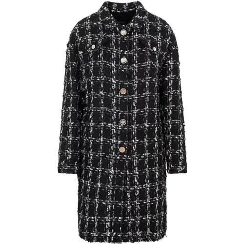 Single-Breasted Coats, female, , Size: XS Checked Wool Blend Coat - Giambattista Valli - Modalova