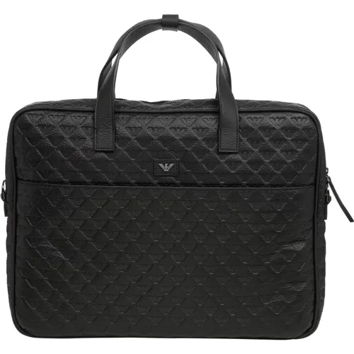 Laptop Bags & Cases, male, , Size: ONE SIZE Logo Briefcase with Adjustable Strap - Emporio Armani - Modalova