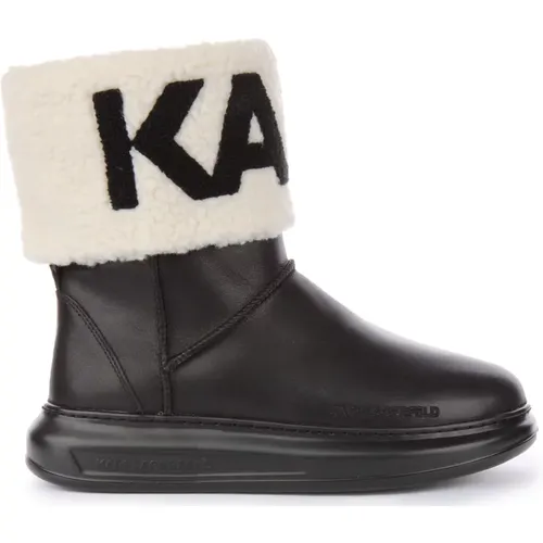 Leather Ankle Boots with Faux Fur , female, Sizes: 3 UK, 8 UK, 7 UK - Karl Lagerfeld - Modalova