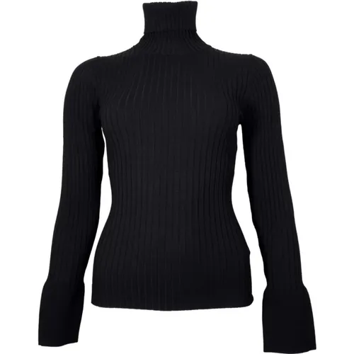 Gerippter Rollkragenpullover Schwarz - KAOS - Modalova