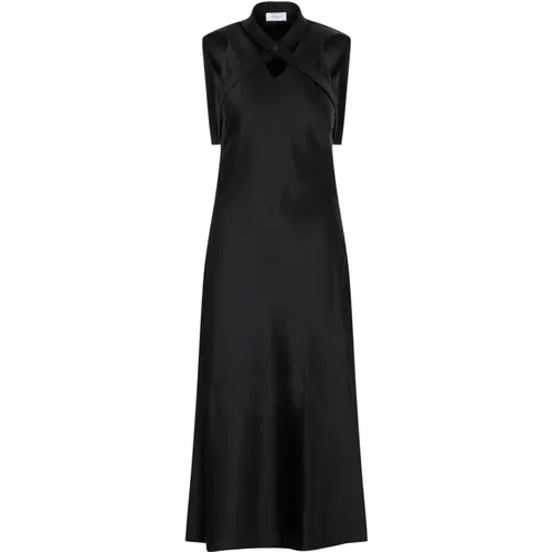 Satin Buckle Long Dress , female, Sizes: XS, 2XS - Off White - Modalova