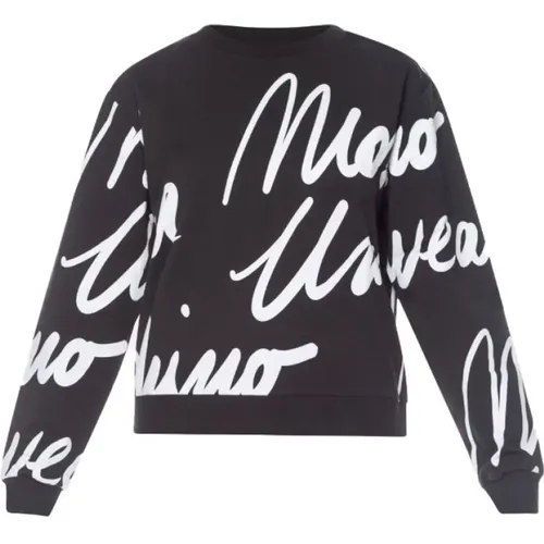 Logo All Over Crewneck Sweatshirt , female, Sizes: S, XS - Moschino - Modalova