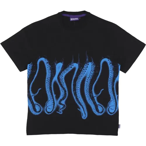 T-Shirts, male, , Size: XL Airbrush Outline Men's T-Shirt - Octopus - Modalova