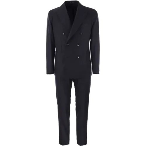 Double Breasted Suits, male, , Size: XL Suit in Wool and Cashmere - Tagliatore - Modalova