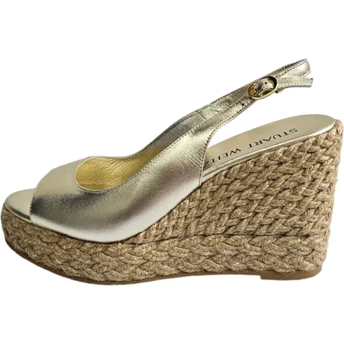 Golden Island Peeptoe Espadrille Wedge , female, Sizes: 8 UK, 7 UK - Stuart Weitzman - Modalova